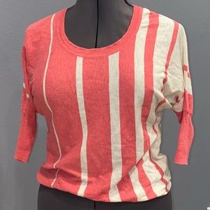 Ella Moss Coral and off white stripe ombre sweater
